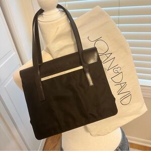 Vintage joan & David 90s black leather minimalist shoulder bag baguette